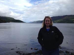 Standing on the shore of Loch Ness.